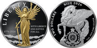 Niue 2 Dollars WINGED LIBERTY Gilded 1 Oz Silver Coin 2$ Niue 2026 -