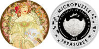 Palau 20 Dollars REVERIE by Mucha Micropuzzle Treasures 3 Oz Silver Coin 20$ Palau 2021 -