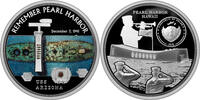 Palau 25 Dollars USS ARIZONA by Miles Standish 5 Oz Silver Coin 25$ Palau 2021 -