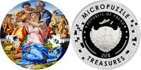 Palau 20 Dollars DONI TONDO Michelangelo Micropuzzle Treasures 3 Oz Silver Coin 20$ Palau 2023 -