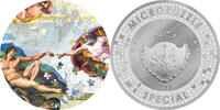Palau 20 Dollars CREATION OF ADAM Micropuzzle Treasures Special Edition 5 Oz Silver Coin 20$ Palau 2023 -