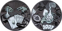Palau 20 Dollars DARK ROYAL FLUSH You Can't Cheat Death 3 Oz Silver Coin 20$ Palau 2022 -