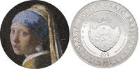 Palau 20 Dollars GIRL PEARL EARRING Vermeer Great Micromosaic Passion 3 Oz Silver Coin 20$ Palau 2019 -
