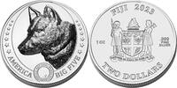 Fiji 2 Dollars WOLF America Big Five 1 Oz Silver Coin 2$ Fiji 2023