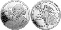 Niue 2 Dollars WILLIAM SHAKESPEARE Icons of Inspiration 1 Oz Silver Coin 2$ Niue 2024 -