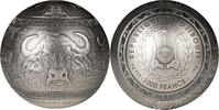 BUFFALO Big Five Spherical 1 Kg Kilo Silver Coin 1000 Francs Djibouti 2024 Antique Finish