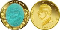 100 Dollars SNAKE Mother of Pearl Lunar Year 5 Oz Gold Coin 100$ Solomon Islands 2025 PP