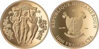 Cameroon 1000 Francs THREE GRACES Celestial Beauty Gilded 1 Oz Silver Coin 1000 Francs Cameroon 2025 -