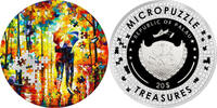 Palau 20 Dollars COUPLE UNDER ONE UMBRELLA Leonid Afremov Micropuzzle Treasures 3 Oz Silver Coin 20$ Palau 2022 -