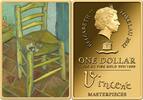 Tokelau 1 Dollar CHAIR Vincent Masterpieces Van Gogh 1/500 Oz Gold Coin 1$ Tokelau 2022 -