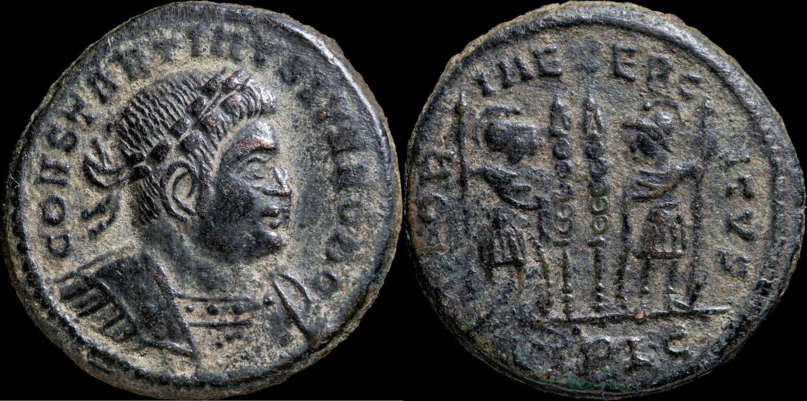 Roman Empire Constantine II GLORIA EXERCITVS, Roma 17 mm / 2.73 gr