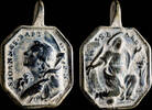 RELIGIOUS MEDALS  Religious medal XVI-XVII centuries, S. john Baptist / S. Barbara - 33x23 mm. ss
