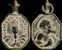 RELIGIOUS MEDALS  Religious medal XVI-XVII centuries, S. Sacramento / S. Jerome - 25x16 mm. ss