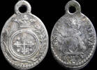 RELIGIOUS MEDALS  18th century silver religious medal, V de Nieva / Dominican Shield - 21x14 mm. ss