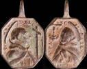   RELIGIOUS MEDALS Medal XVI-XVII centuries, S. Pedro Alcantara / S. Pascual Bailon - 29x20 mm. ss