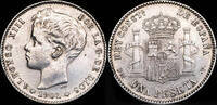 SPANISH MONARCHY  1901, s Silver Peseta Alfonso XIII (Star 19-01) - 23 m... 30,00 EUR  zzgl. 8,00 EUR Versand