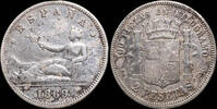 SPANISH MONARCHY  1869, 2 Pesetas Spanish Provisional Government (*69) - 27 mm / 9.66 gr. ss