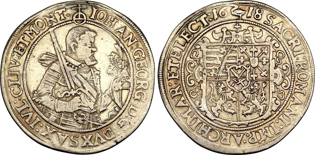 Sachsen 1/2 Taler Mzz. Schwan Dresden 1618 Johann I, 16151656