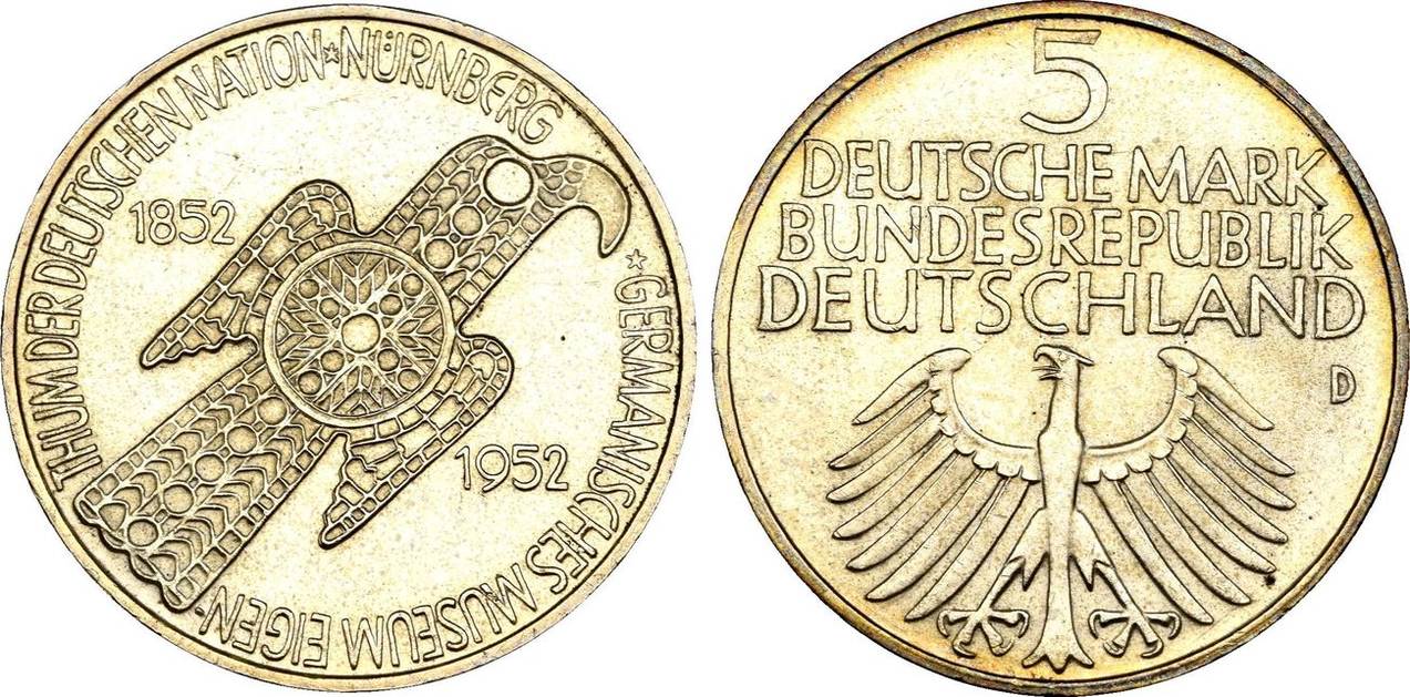 BRD 5 DM Germanisches Museum 1952 D ss+