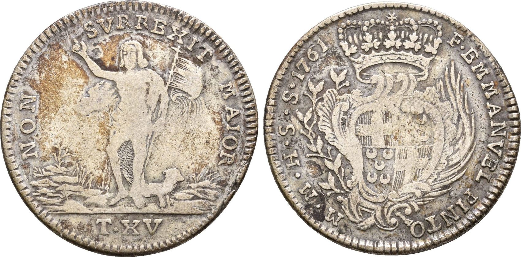 Malta: 15 Tari Valetta 1761 Emmanuel Pinto, 1741-1773: ss | MA-Shops