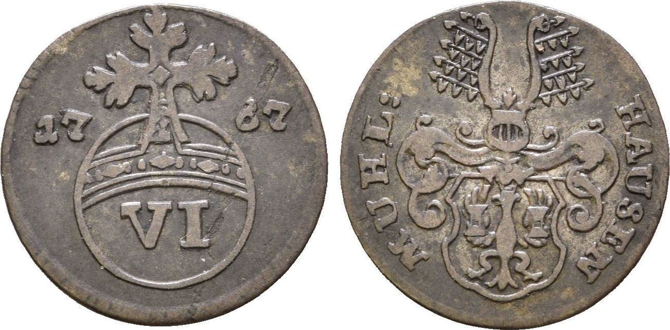 Mühlhausen Stadt 6 Pfennig 1767 ss