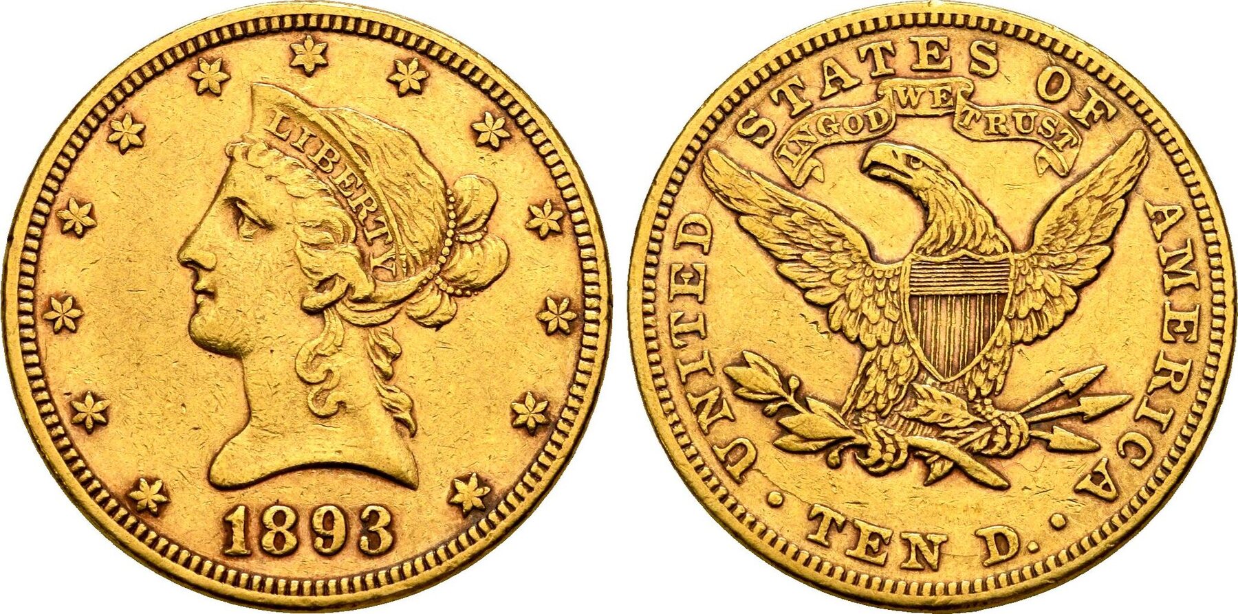 1894 10 dollar gold coin value