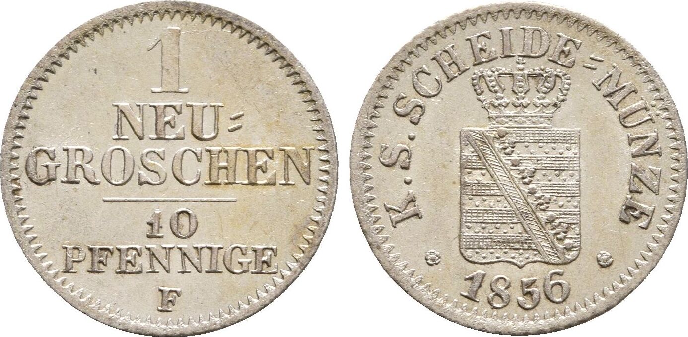 Sachsen: 1 Neugroschen 1856 F Johann, 1854-1873: Vz-stgl | MA-Shops