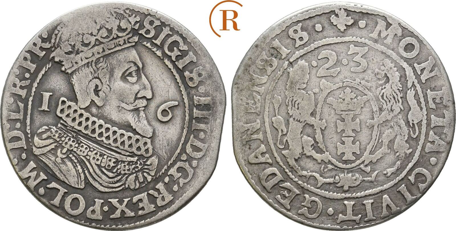 Danzig Stadt 1/4 Taler 1623 Sigismund III, 15871632 ss