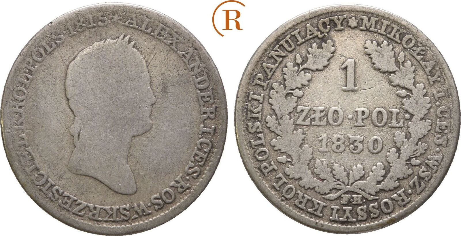 Russland Warschau für Polen 1 Zloty 1830 Nikolaus I, 18251855 ss/s