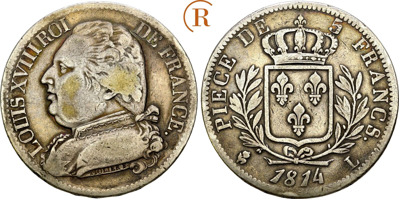 Frankreich 5 Francs Bayonne 1814 L Ludwig XVIII, 18141824 ss