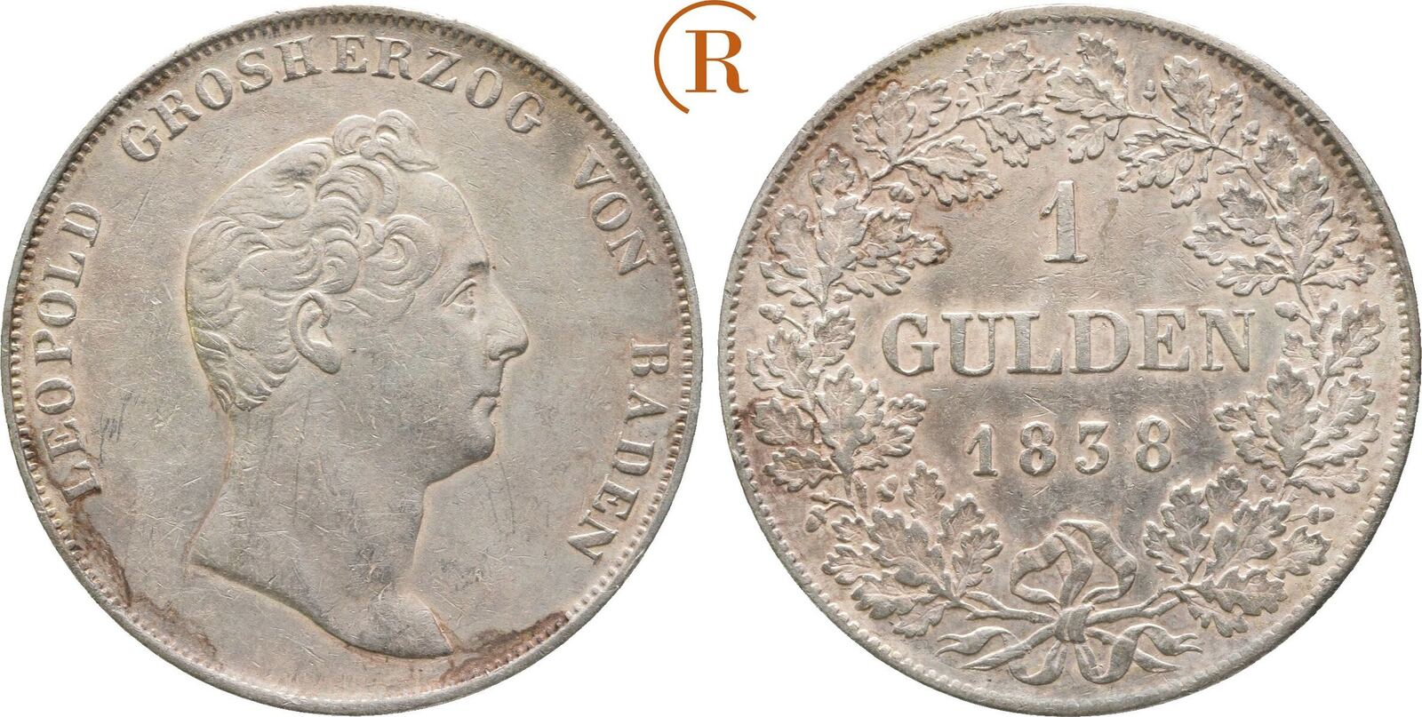 Baden: 1 Gulden 1838 Leopold, 1830-1852: ss fleckig | MA-Shops