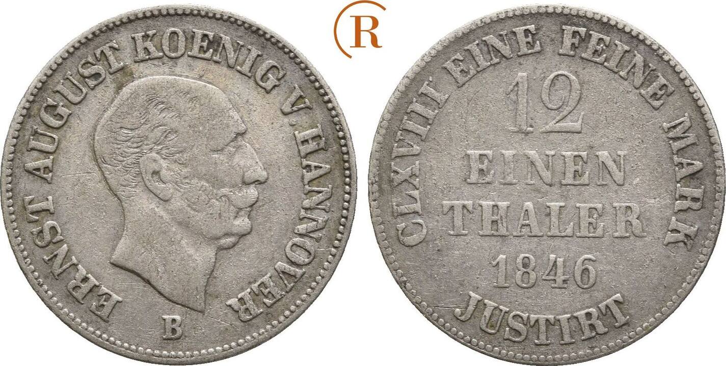 Braunschweig Calenberg Hannover: 1/12 Taler 1846 B Ernst August, 1837 ...