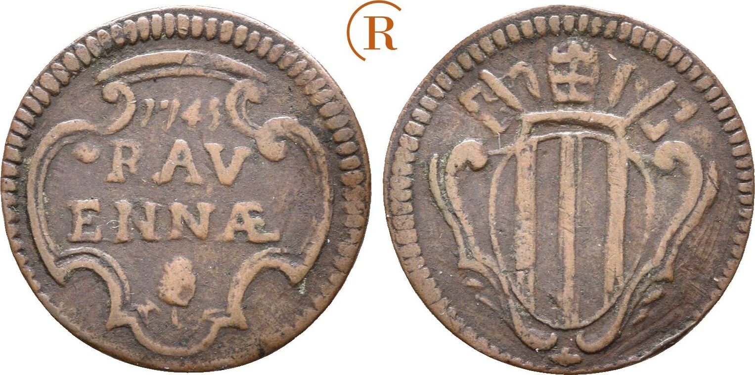 Italien Ravenna Quattrino 1745 Benedetto XIV. Lambertini, 17401758