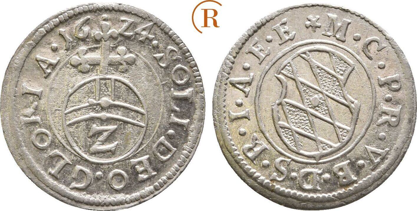 Bayern: 1/2 Batzen ( 2 Kreuzer ) 1624 Maximilian I, 1598-1651 ...