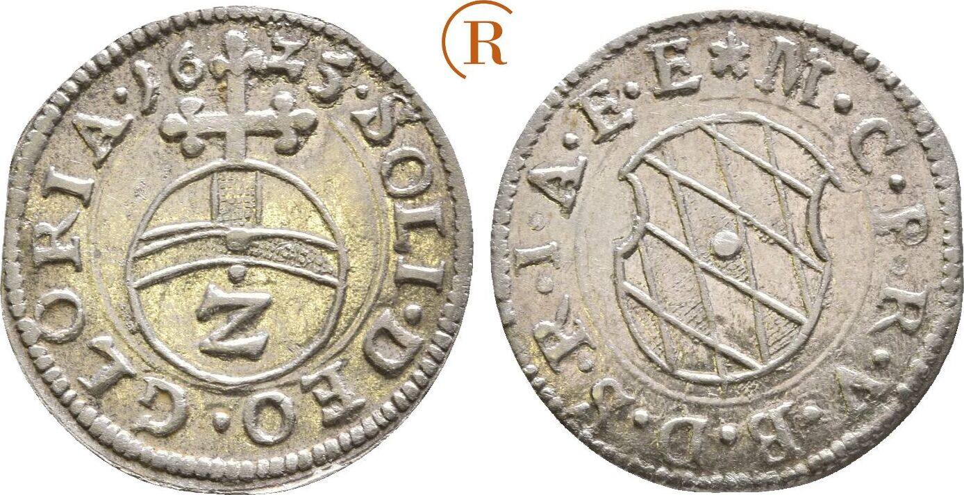 Bayern: 1/2 Batzen ( 2 Kreuzer ) 1625 Maximilian I, 1598-1651: Vz-st ...