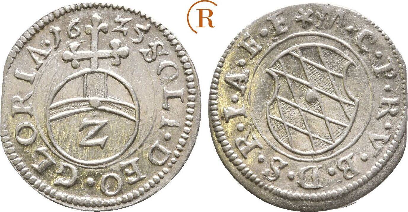 Bayern: 1/2 Batzen ( 2 Kreuzer ) 1625 Maximilian I, 1598-1651: F. St ...