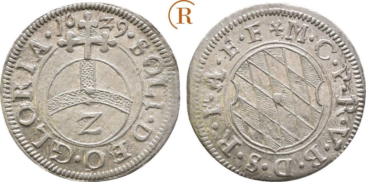 Bayern: 1/2 Batzen ( 2 Kreuzer ) 1629 Maximilian I, 1598-1651 ...