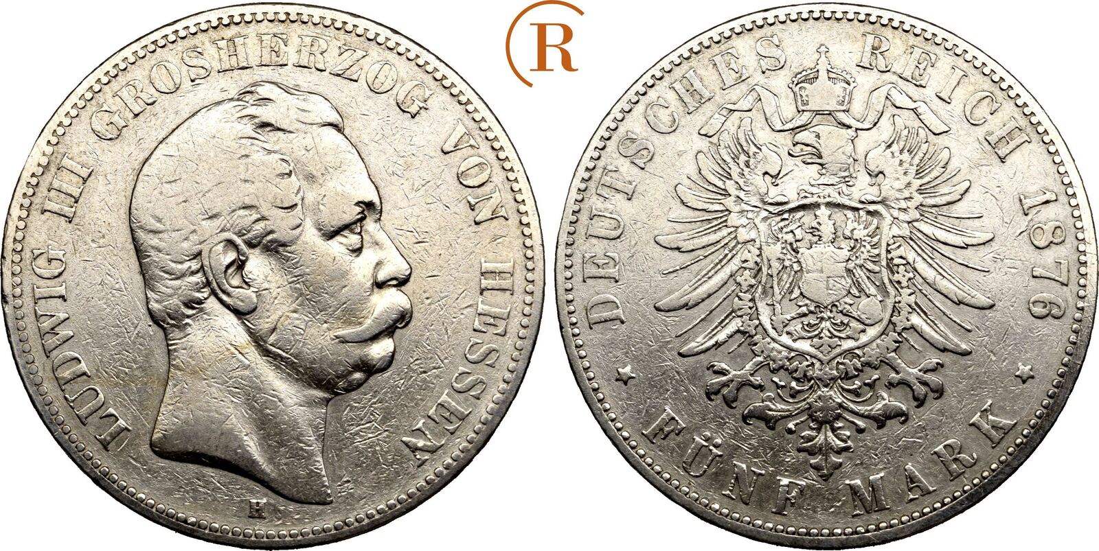 Kaiserreich Hessen 5 Mark 1876 H Ludwig III 1848 1877 Ss