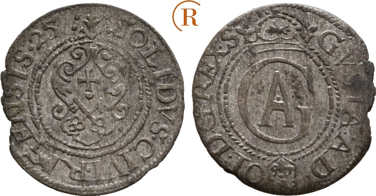 Riga Stadt Unter Schweden Solidus Schilling 1625 Gustav II Adolf