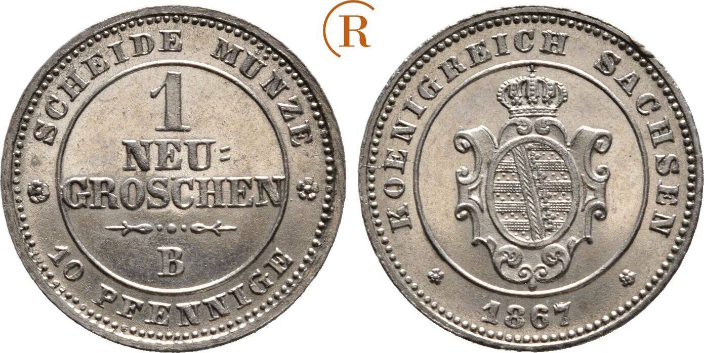 Sachsen: 1 Neugroschen 1867 B Johann, 1854-1873: Vz-stgl | MA-Shops