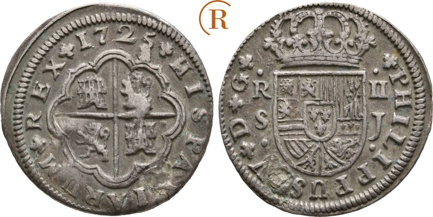Spanien Königreich 2 Reales Sevilla 1723 SJ Philipp V, 17001746 ss