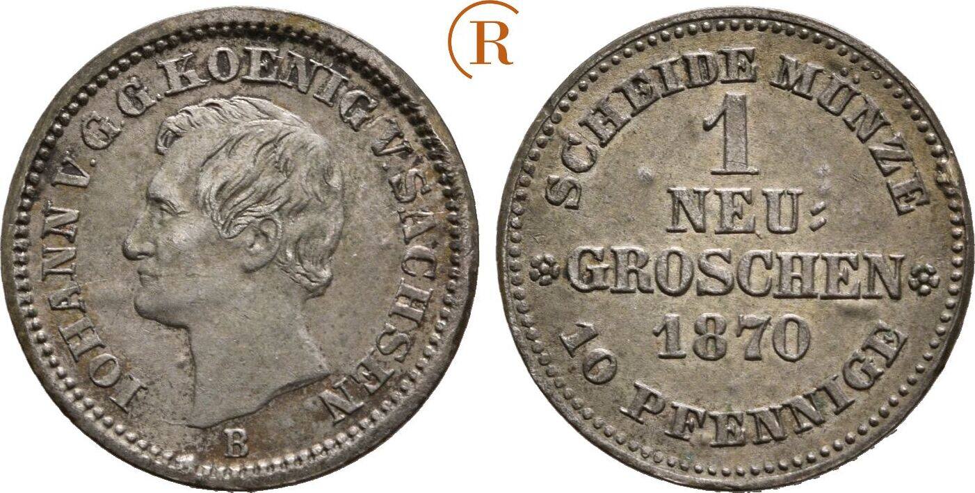 Sachsen: 1 Neugroschen 1870 B Johann, 1854-1873: Ss-vz | MA-Shops