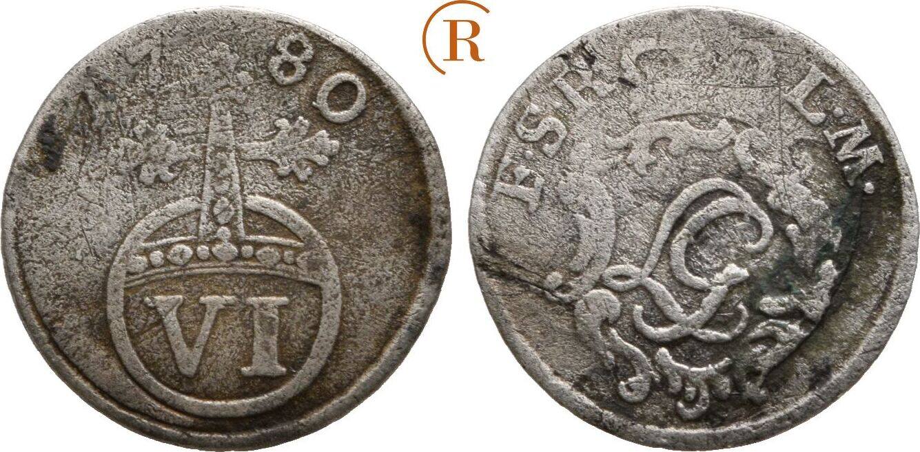 Schwarzburg Rudolstadt 6 Pfennig 1780 Ludwig Günther II, 17671790 ss