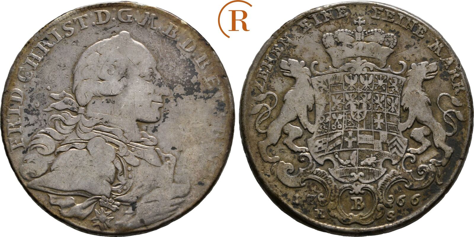 Brandenburg Bayreuth: Taler 1766 B Friedrich Christian, 1763-1769: Ss ...