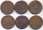 Russland: 5 Kopeken Lot 3 Stück 1781,82+92 Katharina II, 1762-1796: ss