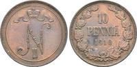 Russland: Finnland: Nikolaus II, 1894-1917: Ku. 10 Penniä Helsinki für Finnland 1910 vz+/vz