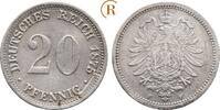 20 Pfennig 1875 F Kaiserreich:  ss, interessanter Stempelfehler