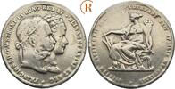 Habsburg: Doppelgulden auf die Silberhochzeit mit Sissi 1879 Franz Joseph I, 1848-1916: s Broschierspuren
