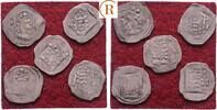 Böhmen Königreich: Pfennig Erlangen. Lot 5 Stück König Wenzel IV, 1378-1419: -