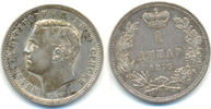 Serbien: 1 Dinar Milan IV. Obrenowitsch, 1868-1882-1889